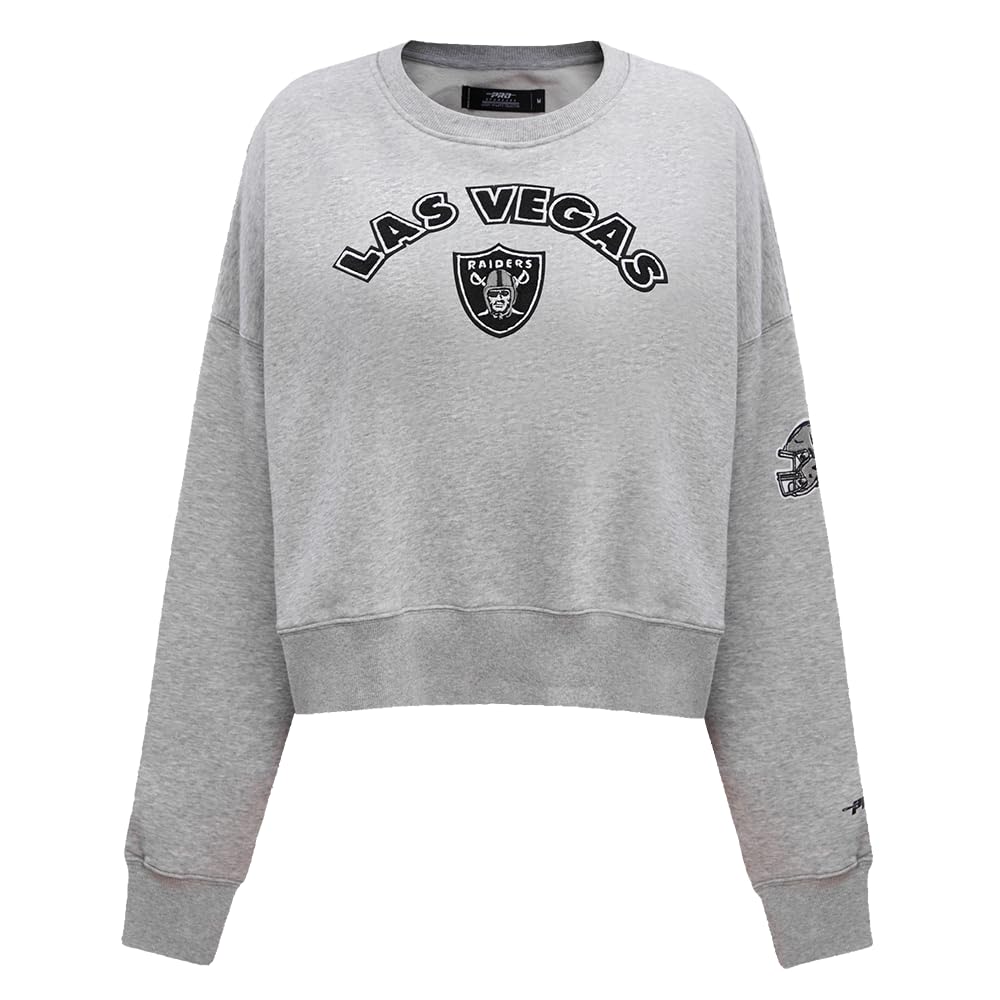 Pro Standard Womens NFL Las Vegas Raiders Classic Chenille Crewneck Sweatshirt Heather Grey Xs