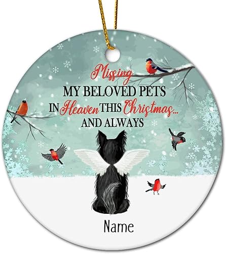 Miniatura 5 de Miss My Beloved Pets in Heaven Ornament Custom Pet Ornaments Xmas Circle Ceramic Ornament Personalized Dog Keepsake Pet Memorial Gift, Pet Loss