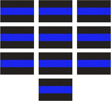 Hovom 10PCS Reflective Thin Blue Line License Plate Sticker, Waterproof Vinyl American Flag Thin Line Decal, Honoring Police Law Enforcement Stickers for Cars Trucks Window Bumper Laptop