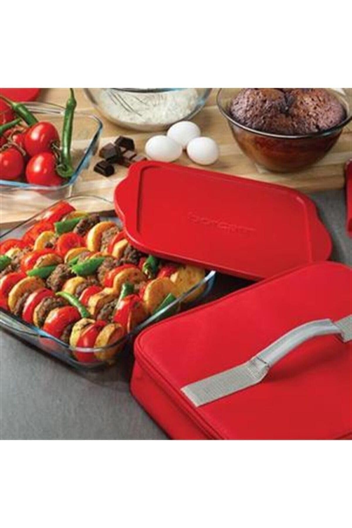 Paşabahçe Evsenavm Çantalı Borcam Kare Tepsi Kapaklı 59024 Kırmızı