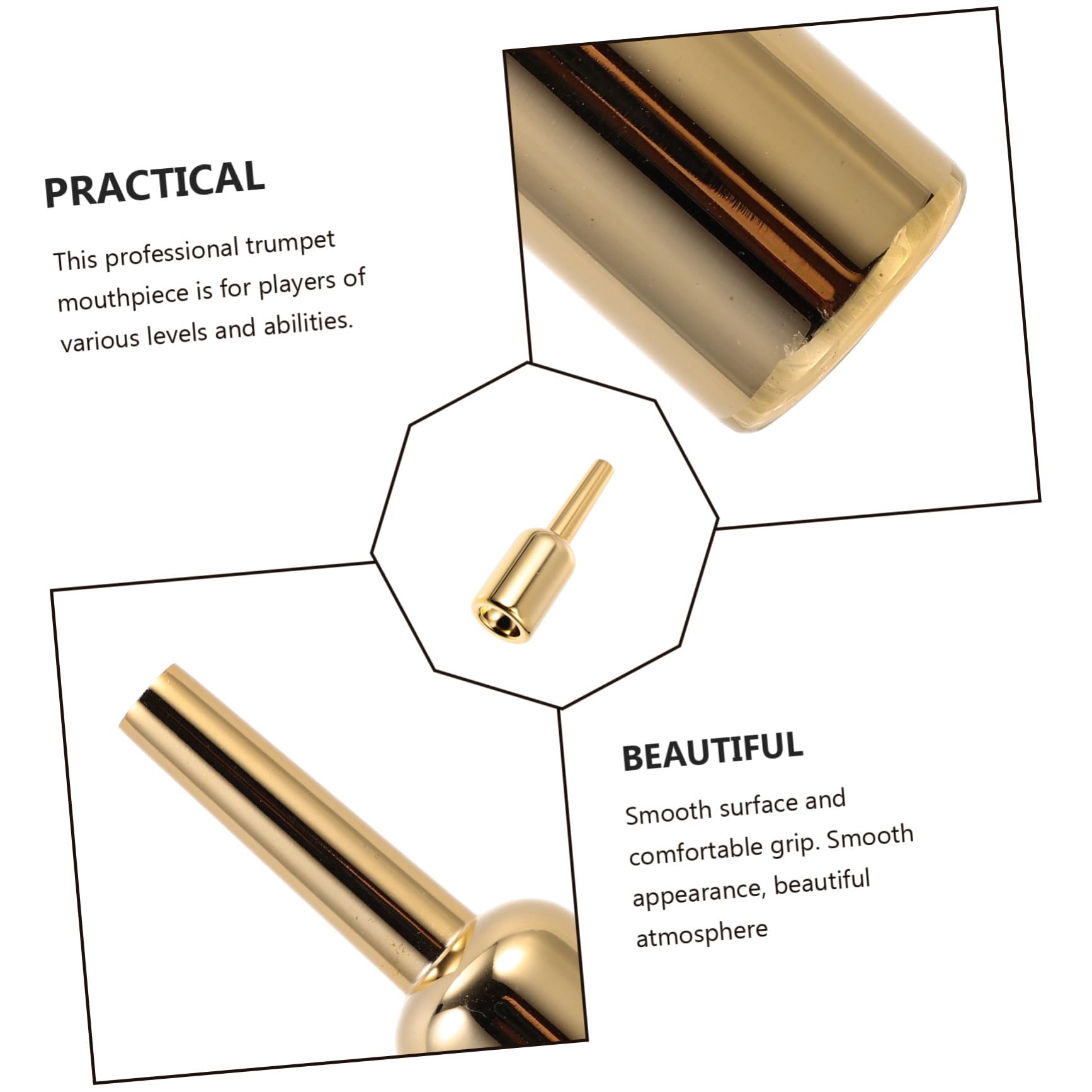 GALPADA Boccaglio per Tromba Finitura in Oro, Suono Elegante e Duraturo, Materiale Placcato, per Studenti e Principianti, Accessorio Portatile e Professionale