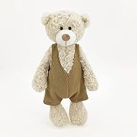 MRVIVICARE 13.5" Cream Beige Knitted Teddy Bear Plush - Soft, Durable Stuffed Animal for Kids 3+, Machine Washable Gift for Boys Girls