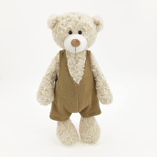 MR VIVICARE - Oso de peluche color beige crema de 13.5 pulgadas para niños y bebés recién nacidos, juguetes de peluche de punto para niños y niñas,