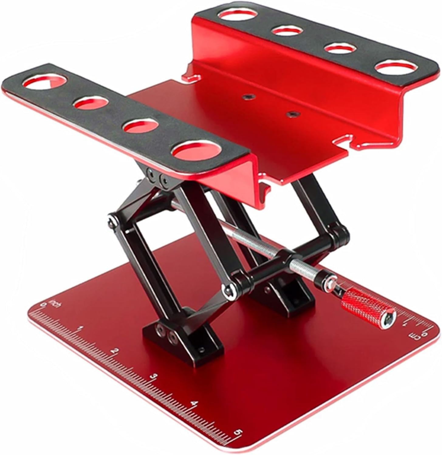 RC Car Work Stand,Aluminum Repair Work Stand Adjustable Height Assembly Platform Upgrade Parts for TRX4 Redcat Axial Arrma Kraton Slash 1/10 1/8 1/12 Mode RC Car (Red)