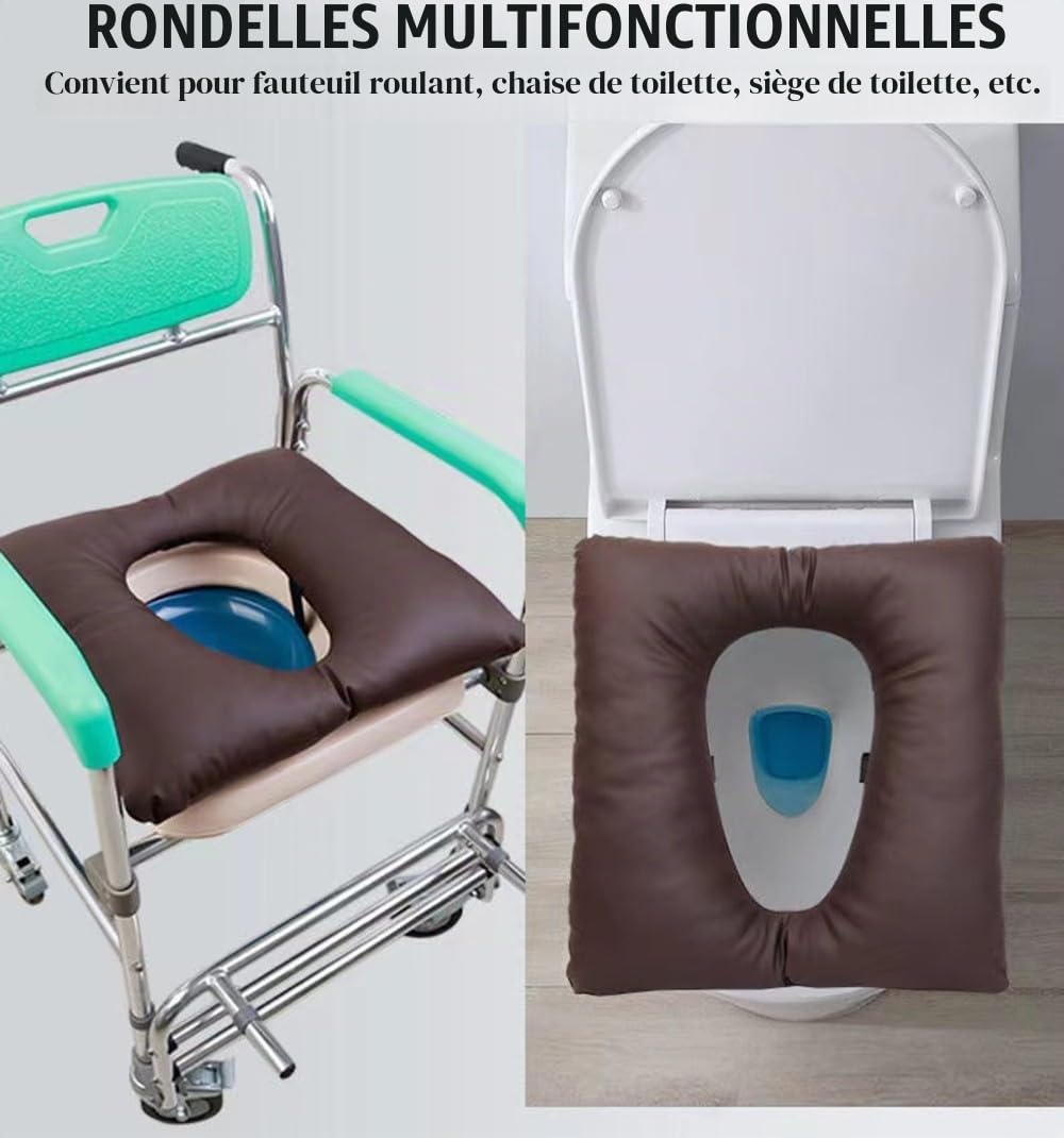 Coussins De Chaise Percée, Coussin Anti-escarres en Forme De Carré Imperméable à l'eau PU pour Personnes âgées Coussin Portatif De Chaise De Fauteuil Roulant De Soutien