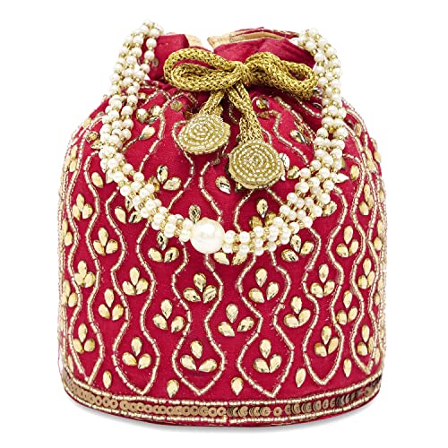 Peora Embroidered Potli Bag for Women Handmade Ethnic Purse Evening Handbags Stylish Bridal Fashion Clutch Bag Gift for Girls (Red, P88R) (B0BMLS7CK2) Amazon Price History, Amazon Price Tracker