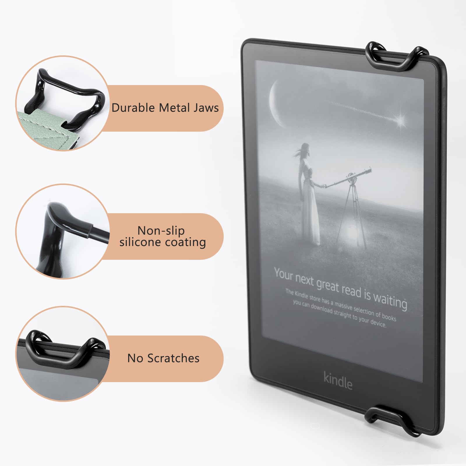 CoBak Bezpieczny pasek na rękę do e-booków i tabletów – wszechstronny i lekki uchwyt na palec dla 6,8–9 cali Kindle/Kobo/Voyaga/Lenovo/Sony e-book-tablet – Wysoka elastyczność, zieleň sałedźowa