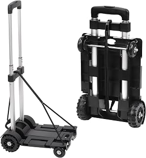 Cimeton Folding Hand Truck Folding Luggage Cart with Expandable Chassis Portable Luggage Cart Folding Hand Truck Dolly with 4 Wheels for Luggage, Travel, Shopping, Moving and Office Use