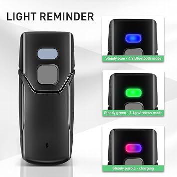Wireless Barcode Scanner, 1D 2D Bluetooth Bar Code Scanners USB Wired & 4.2 Bluetooth & 2.4G Wireless 3 in 1 Portable Barcode Reader Automatic Fast Precise Scan Work with iOS, Windows, Android