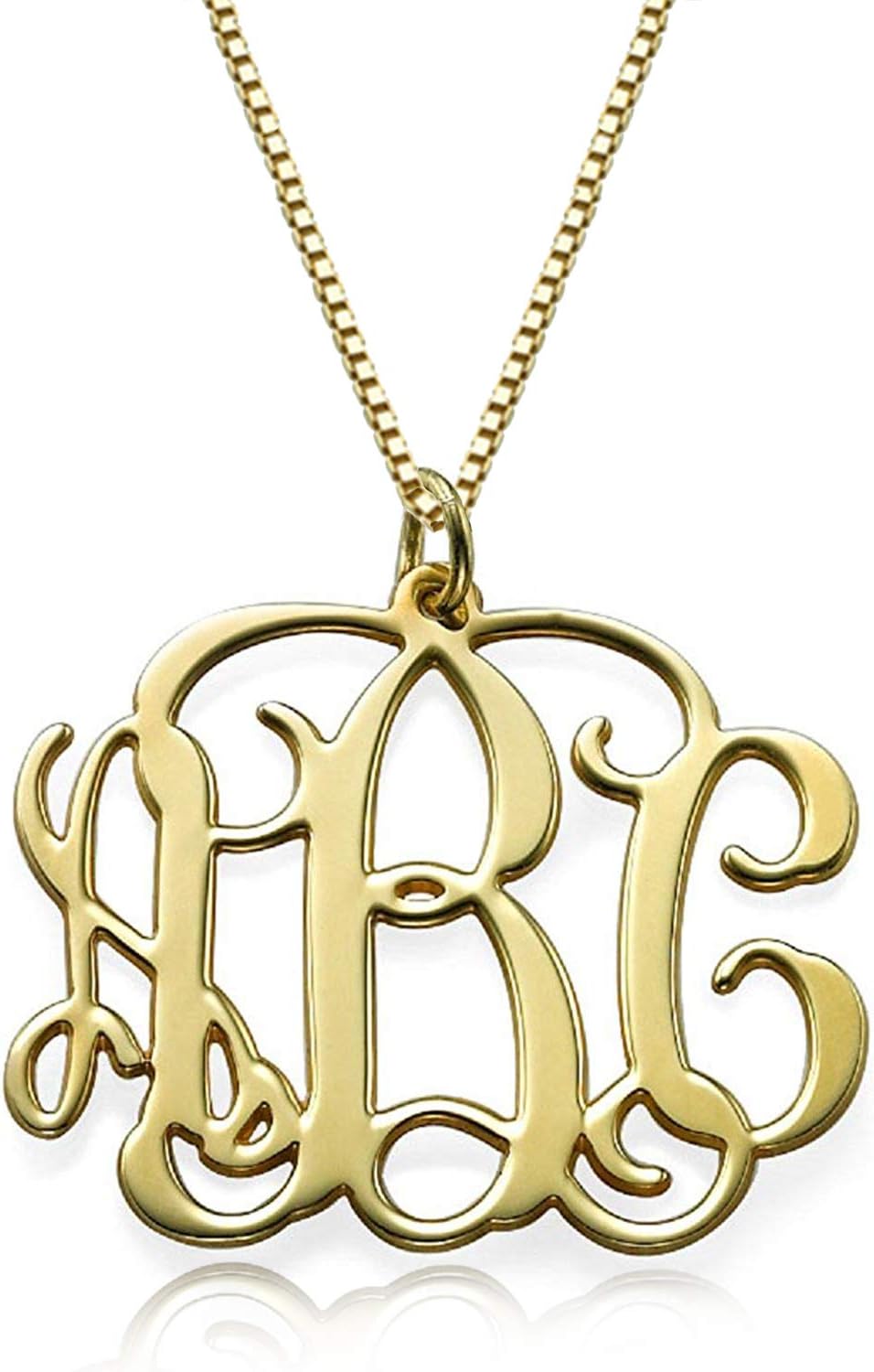 LONAGO Monogram Necklace Personalized Initial Monogrammed Necklace Custom Name Monogram Pendant Necklace Gift for Women