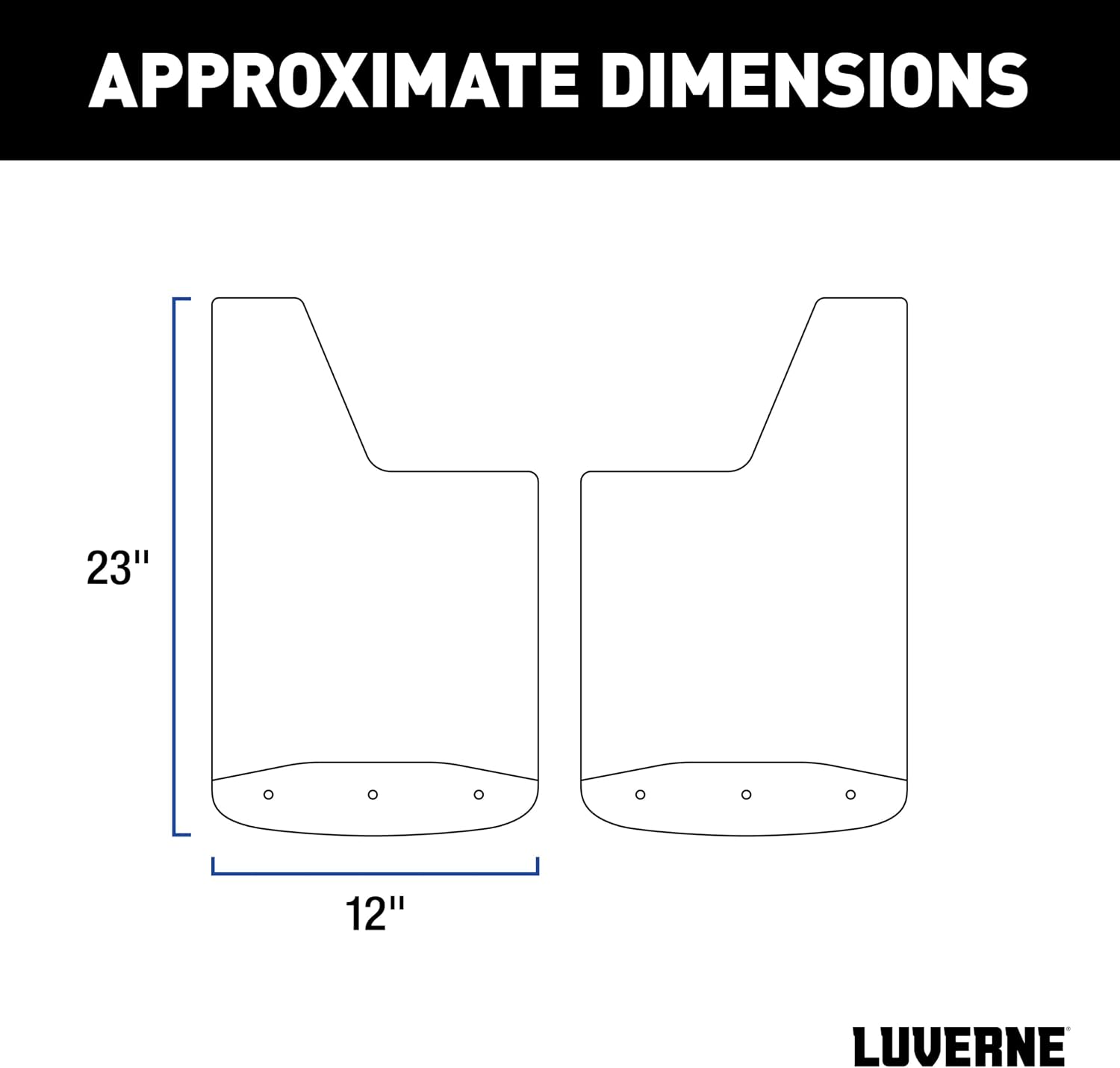 Luverne 251450 Front 12-Inch x 23-Inch Textured Rubber Mud Guards, Select Chevrolet Silverado 2500, 3500 HD, 2 Flaps