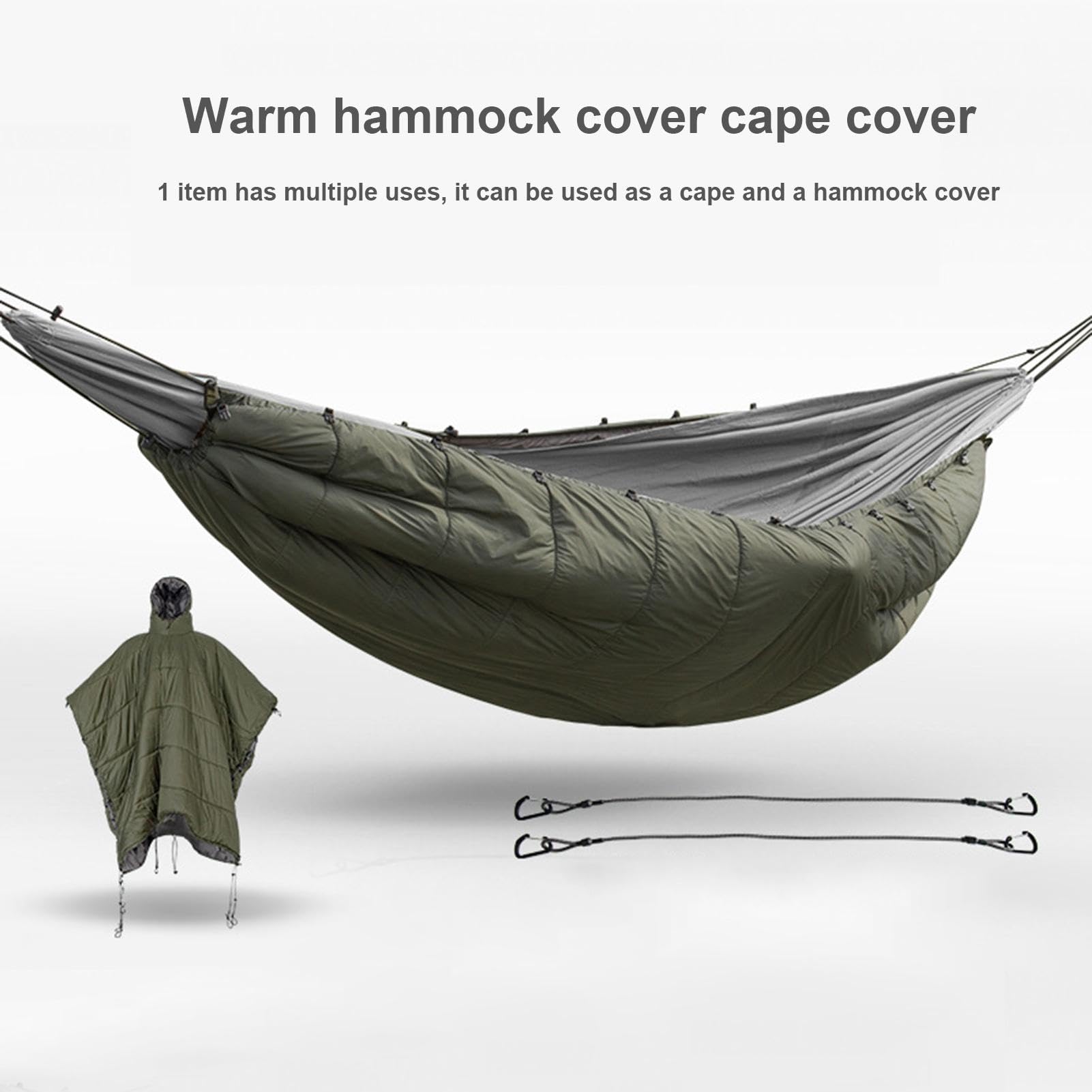 Piumino da campeggio portatile – Poncho con cappuccio, sacco a pelo | all'aperto | Copriamaca portatile sotto piumino invernale con isolamento caldo, sacco a pelo convertibile isolato, Poncho per