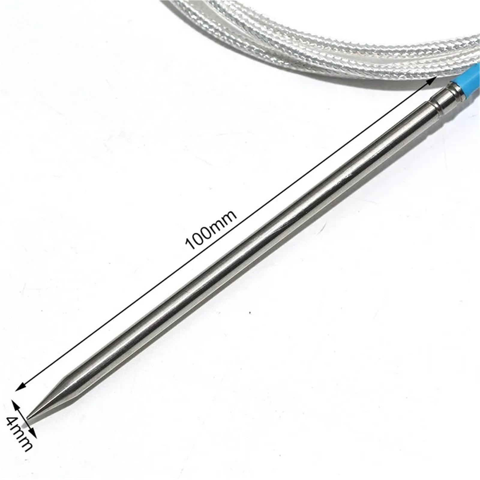 Termopar de resistencia térmica con punta de aguja NTC10K/PT100/PT1000 insertado en acero inoxidable SUS304 de grado alimenticio de 4 x 100 mm(PT100 Cable5m)