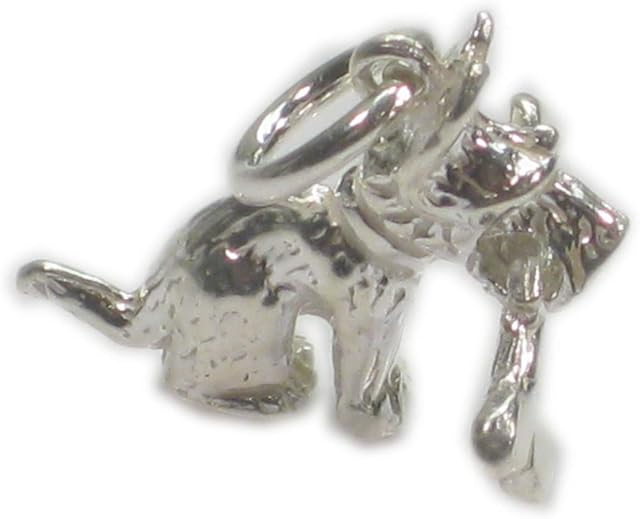 Dog with moving Bone in mouth sterling silver charm .925 x 1 dogs charms