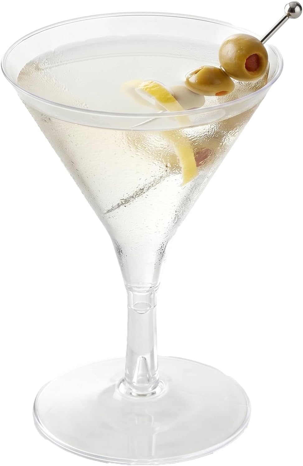 Restaurantware-2 Ounce Mini Martini Glasses, 10 Bev Tek Disposable Plastic Martini Glasses - Recyclable, Crack Resistant, Clear Plastic Small Martini Glasses, For Parties or Weddings,