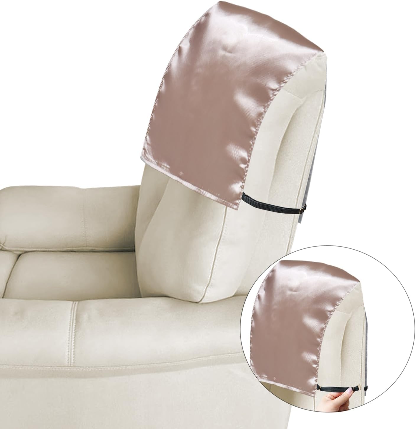rainbowstar Satin Recliner Headrest Cover with Non-Slip Elastic Straps Silky Protector for Hair Protection