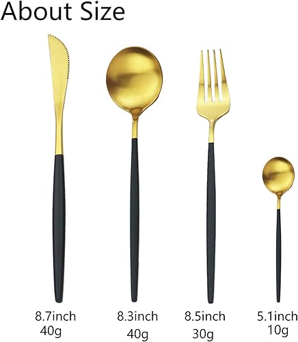 Miniatura 8 de JASHII Juego de cubiertos de acero inoxidable de 24 piezas, juego de utensilios de cocina para 6, juego de cubiertos para el hogar, apto para