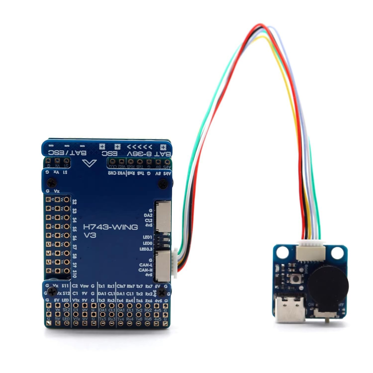 Flight Controller Kompatibel mit Matek H743-WING V3 - Dual Gyro, 2-8S Unterstützung, Dual Kamera Ready, USB Extender für Fixed-Wing RC Flugzeuge