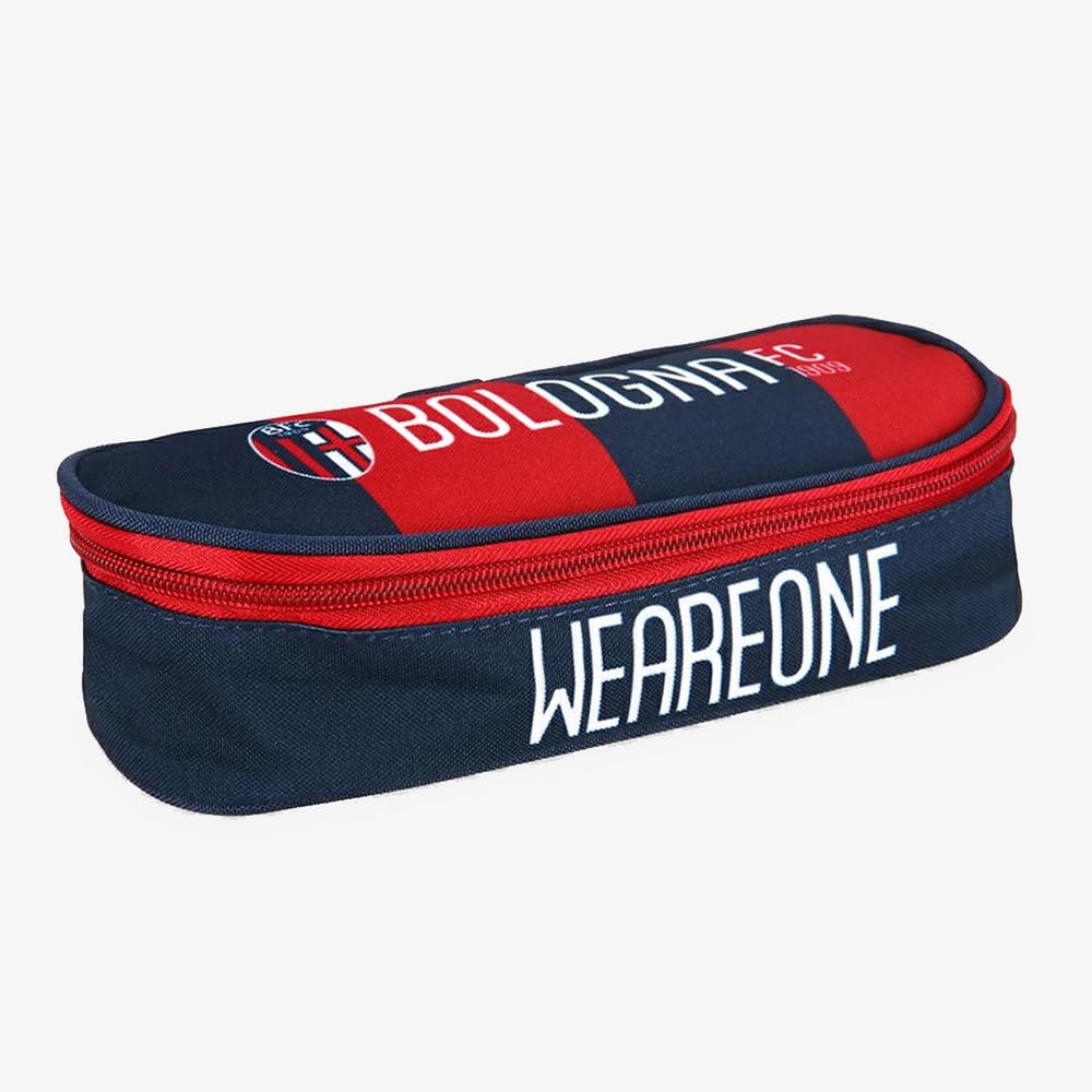 Bologna FC Astuccio Ovale, Porta Penne Scolastico, Design Navy e Rosso con Logo, Weareone