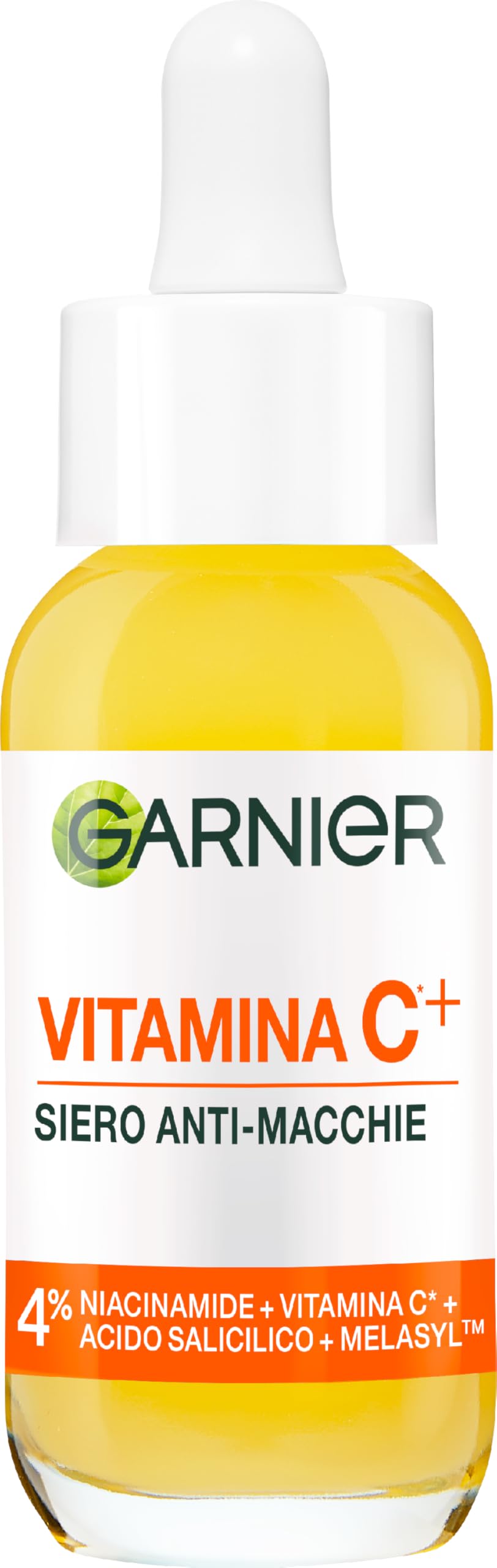 Garnier Siero Viso Vitamina C Anti-Macchie, Illuminante e Rimpolpante, Arricchito con Vitamina C, Niacinamide e Acido Salicilico, Pelle Libera dalle Macchie Scure in 6 Giorni, Incarnato Luminoso, 30ml