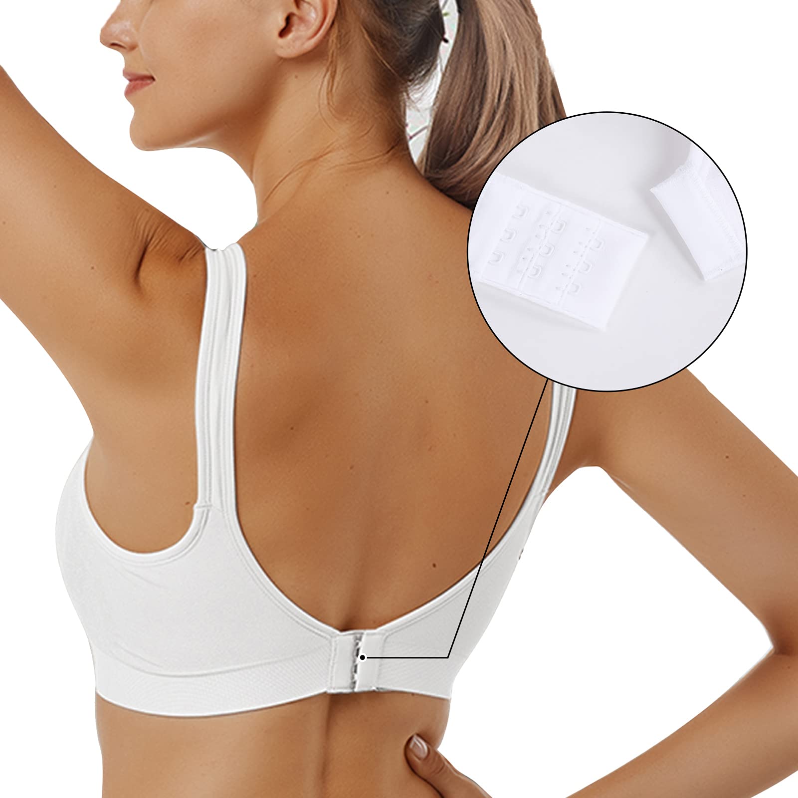 Vertvie Sujetador Deportivo Mujer 1/2/3 Piezas sin Aros con Almohadillas Sujetadores Cómodos para Diario Ejercicio Yoga Dormir(C-3*Blanco,L)