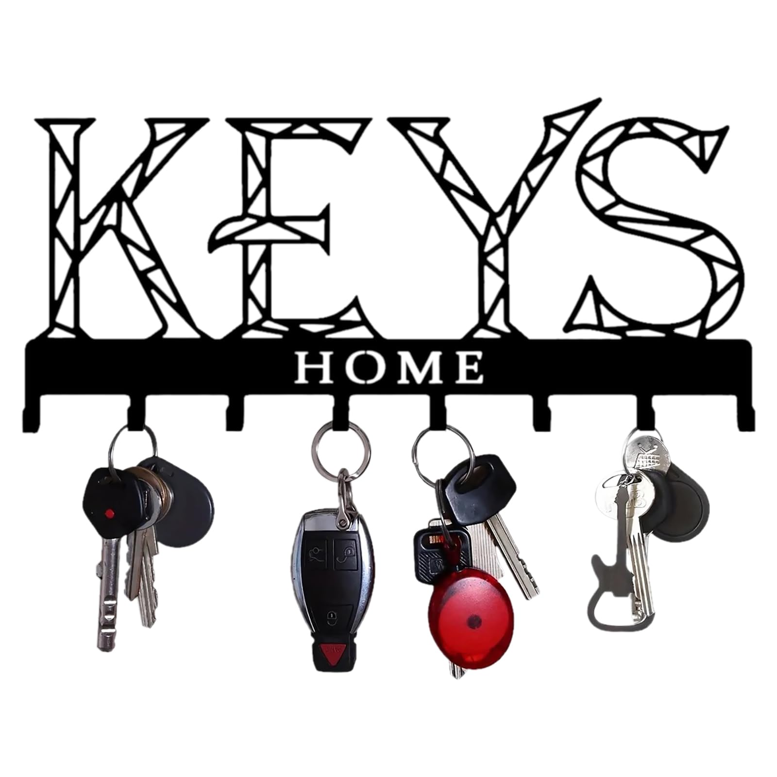 Lvjkes Colgador llaves pared, Colgador llaves, Llavero de pared multifuncional negro, Porta llaves de pared metalico, Con 8 ganchos para llaves, Apto para dormitorios, entradas, garajes (KEYS)