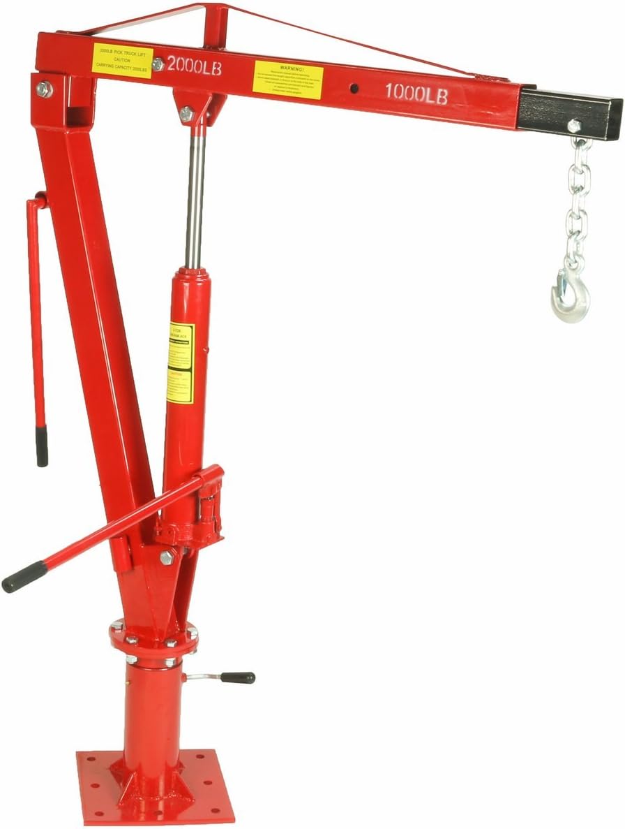 2000 LBS Swivel Base Hydraulic Engine Hoist Foldable Davit Crane fits Pickup Truck with Removable Base
