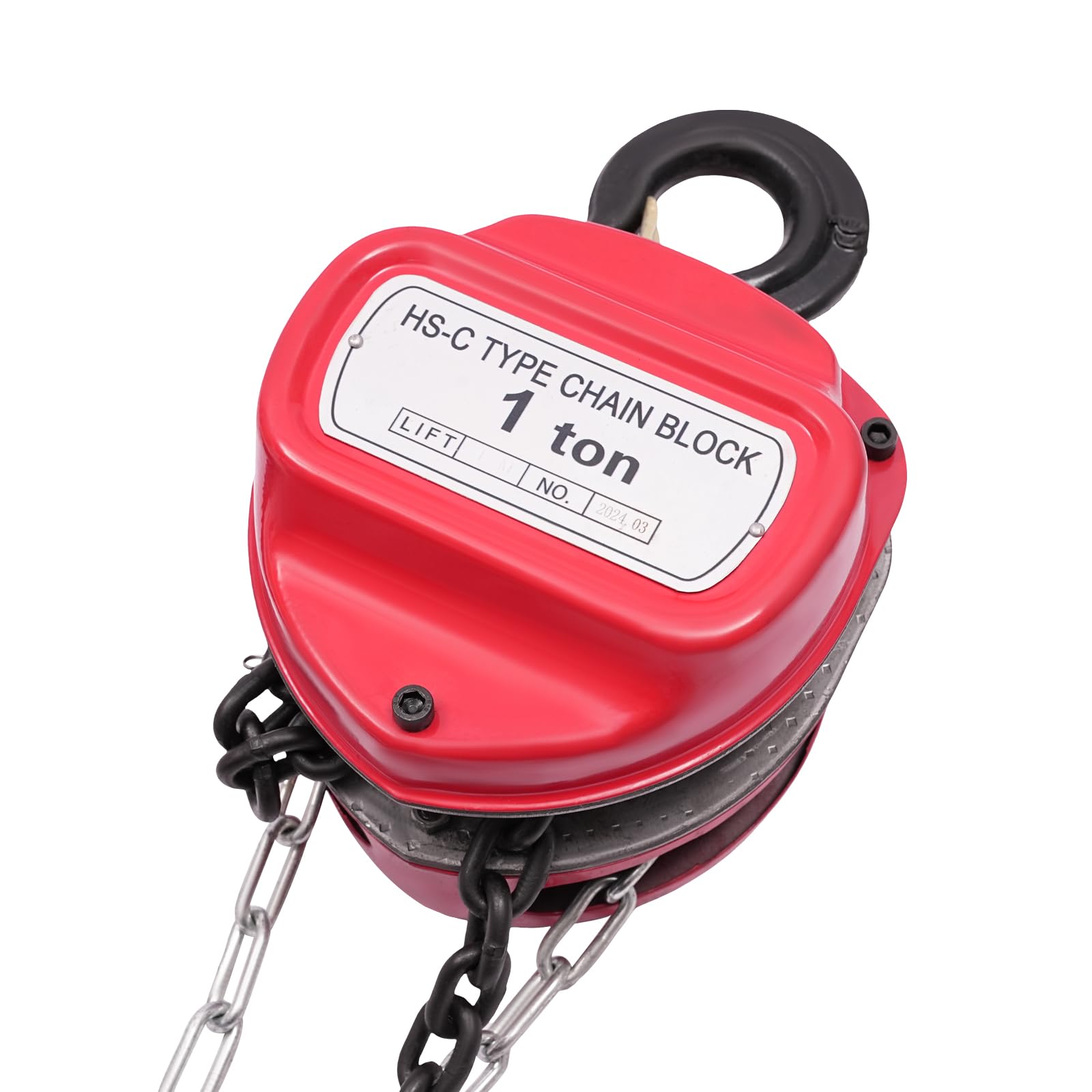 1T - Paranco a catena a mano, G80, catena in acciaio al manganese, con tirante manuale, in acciaio per sollevamento manuale, per sollevamento e costruzione di edifici, garage (rosso)