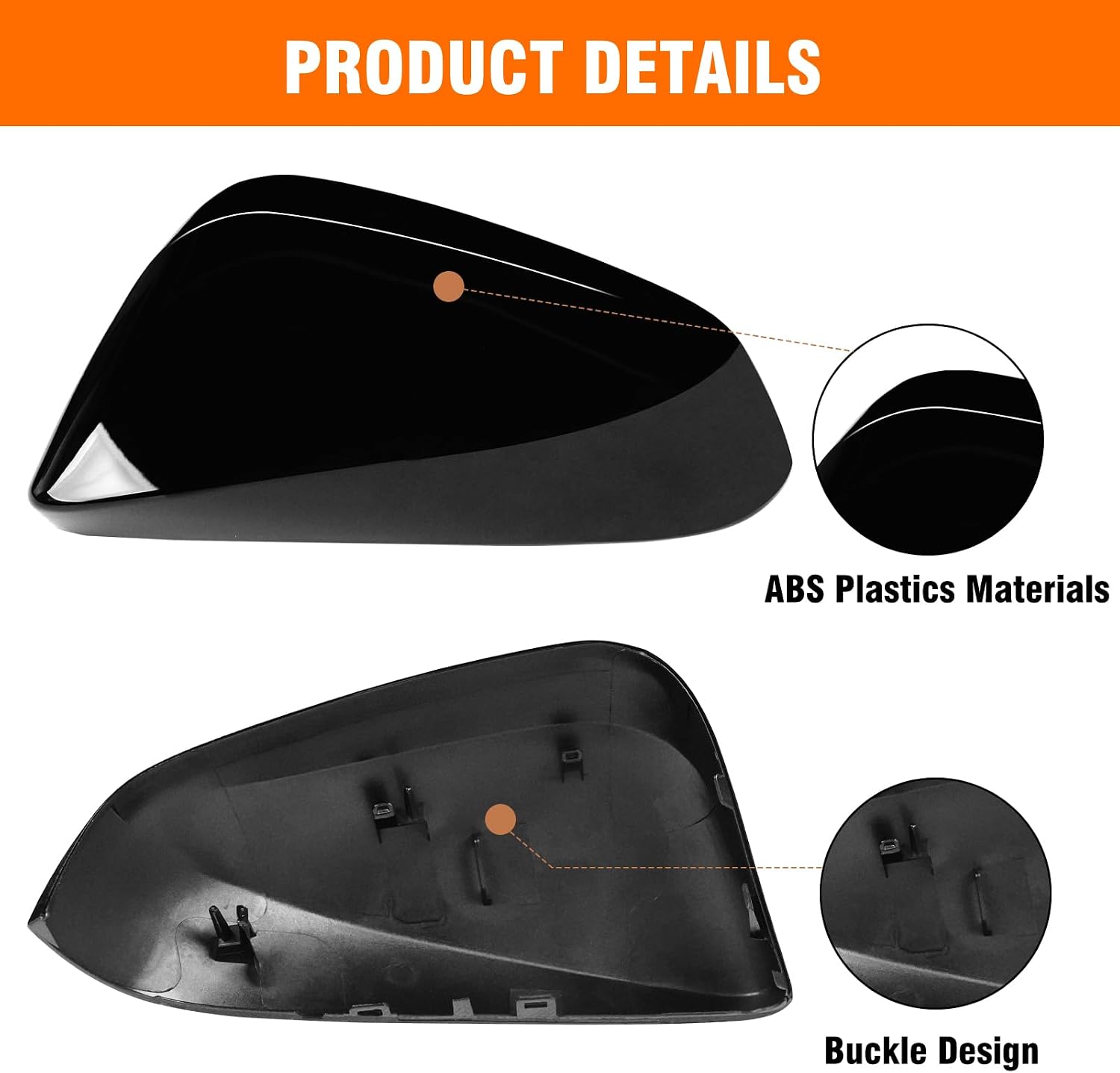 Compatible with Lexus NX200t/NX300/NX300h/RX350/RX350L Left Driver Side Mirror Cap Cover, Glossy Black Side Door Rearview Mirror Cover Replacement for RX350 Replaces for 87945-0E060