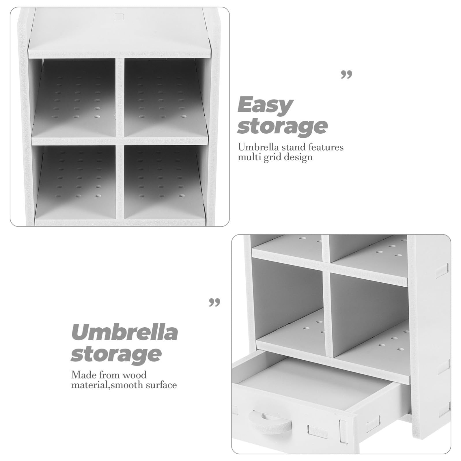 Portaombrelli Facile da Pulire da Riporre in Legno Bianco da Interno Design a Scomparti per Ospedali e Quotidiano
