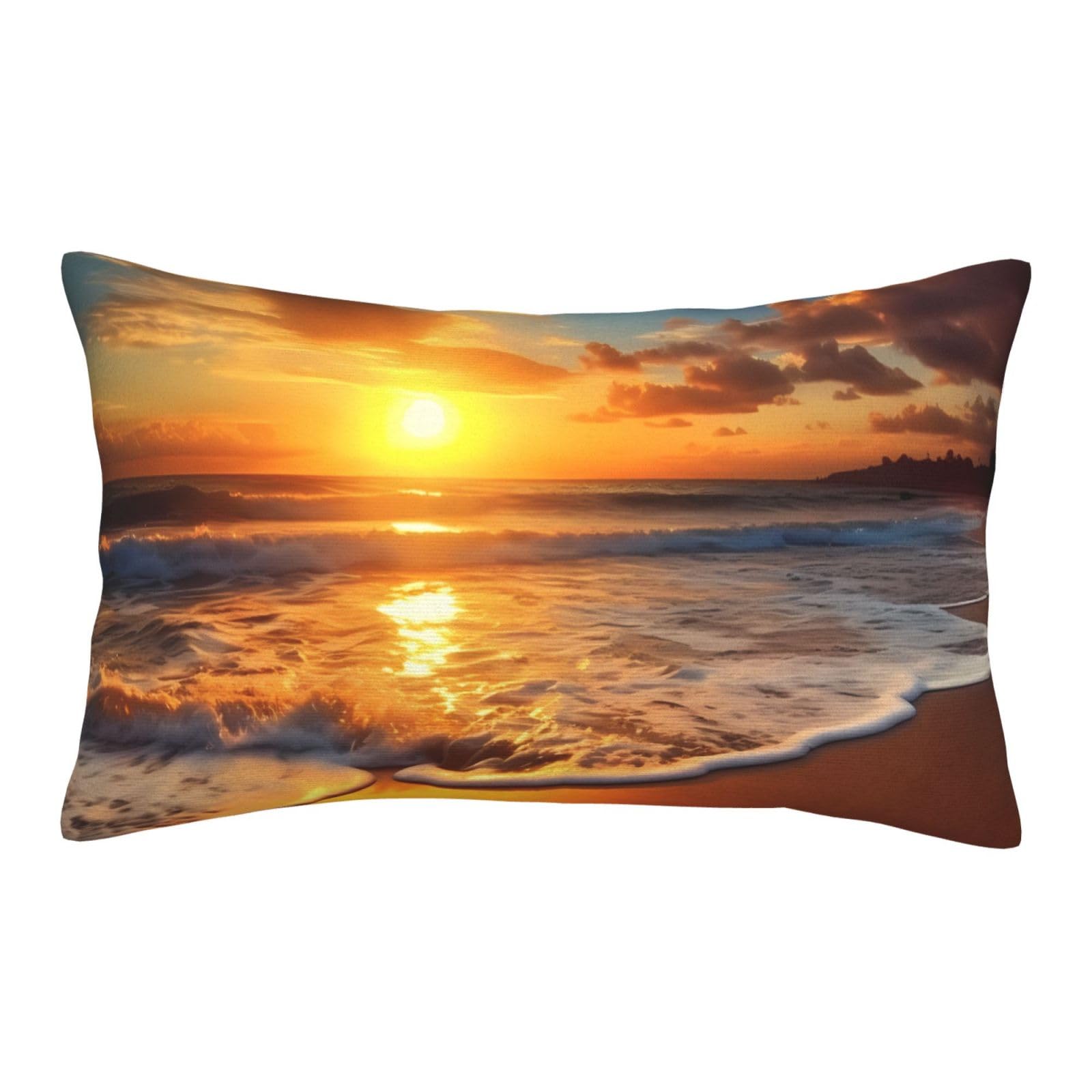 Velvet Pillowcases 20"x30" Ultra Soft Breathable Pillow Cases, Luxury Fuzzy Throw Pillow Covers with Zipper, Sunset Beach Pillow Shams All Seasons Decorative Cushion Cases for Couch