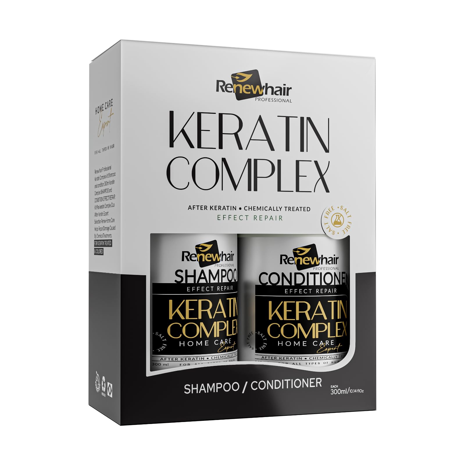 Pos Shampoo & Conditioner – Keratin Complex Home Care Expert – Salt-Free, Vegan – 2 x 300ml
