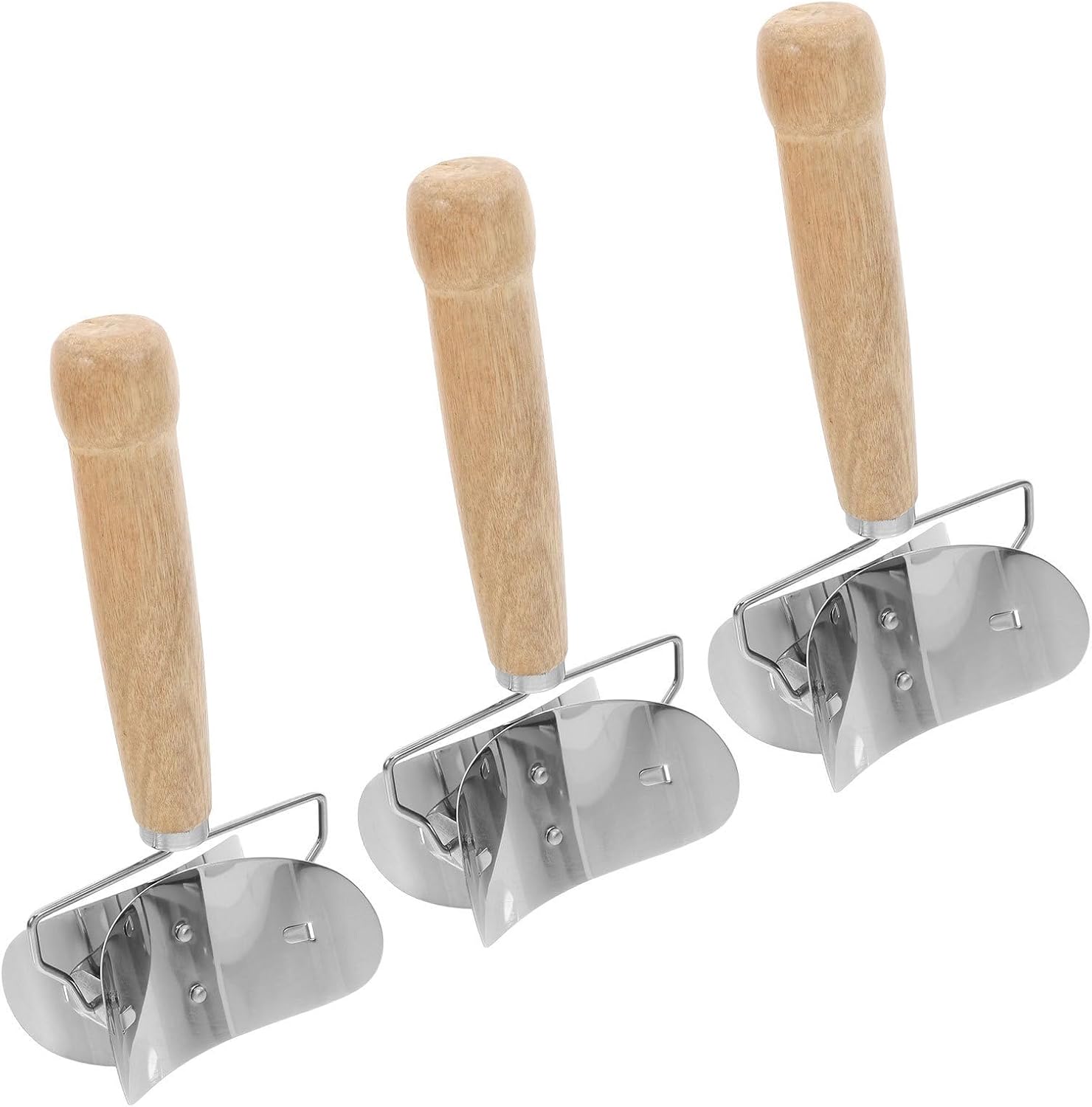 Stainless Steel Dumpling Wrapper Cutter 3pcs with Wooden Handle Compact and Easy to Use Dumpling Skin Mold for Home Kitchen and Breakfast Shop