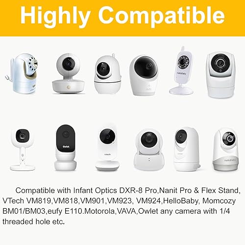 Miniatura 4 de iTODOS Soporte de pie para monitor de bebé compatible con Infant Optics DXR-8 Pro, Nanit Pro y Flex Stand, VTech VM819/VM901, HelloBaby, Momcozy,