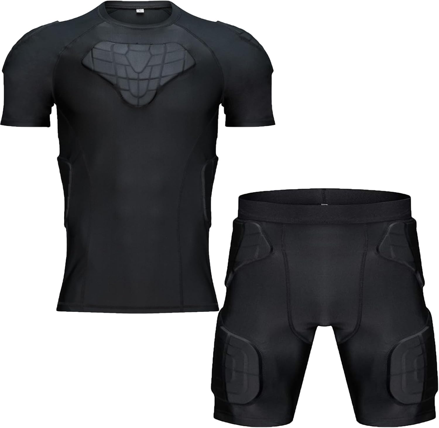 DGXINJUN Men Padded Shirt Chest Rib Protector for Adult Football Baseball Softball Rugby Basketball Black (Large)