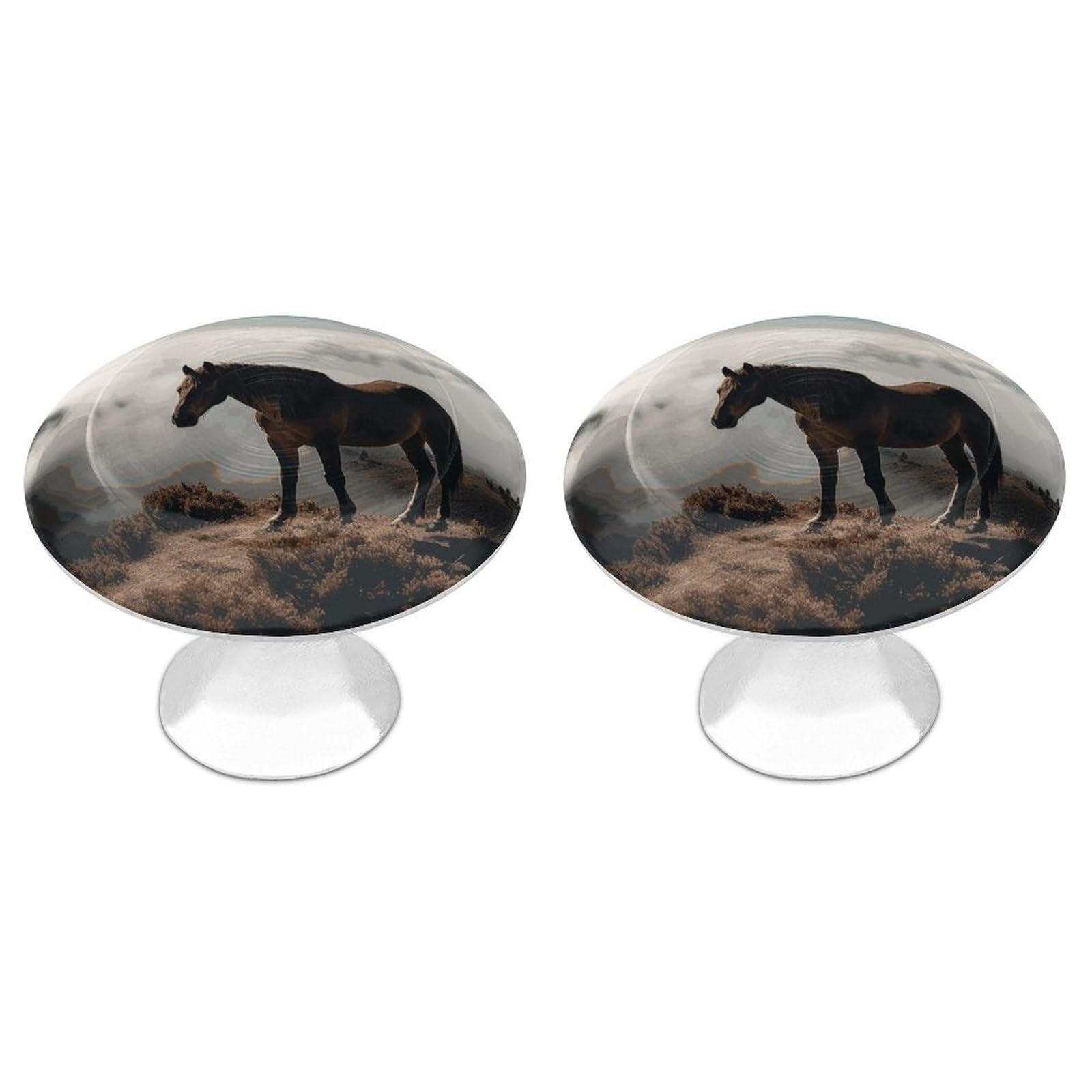 Btcowzrv Style Horse On A Misty Mountaintop 2 Pack Cabinet Knobs Drawer Pulls