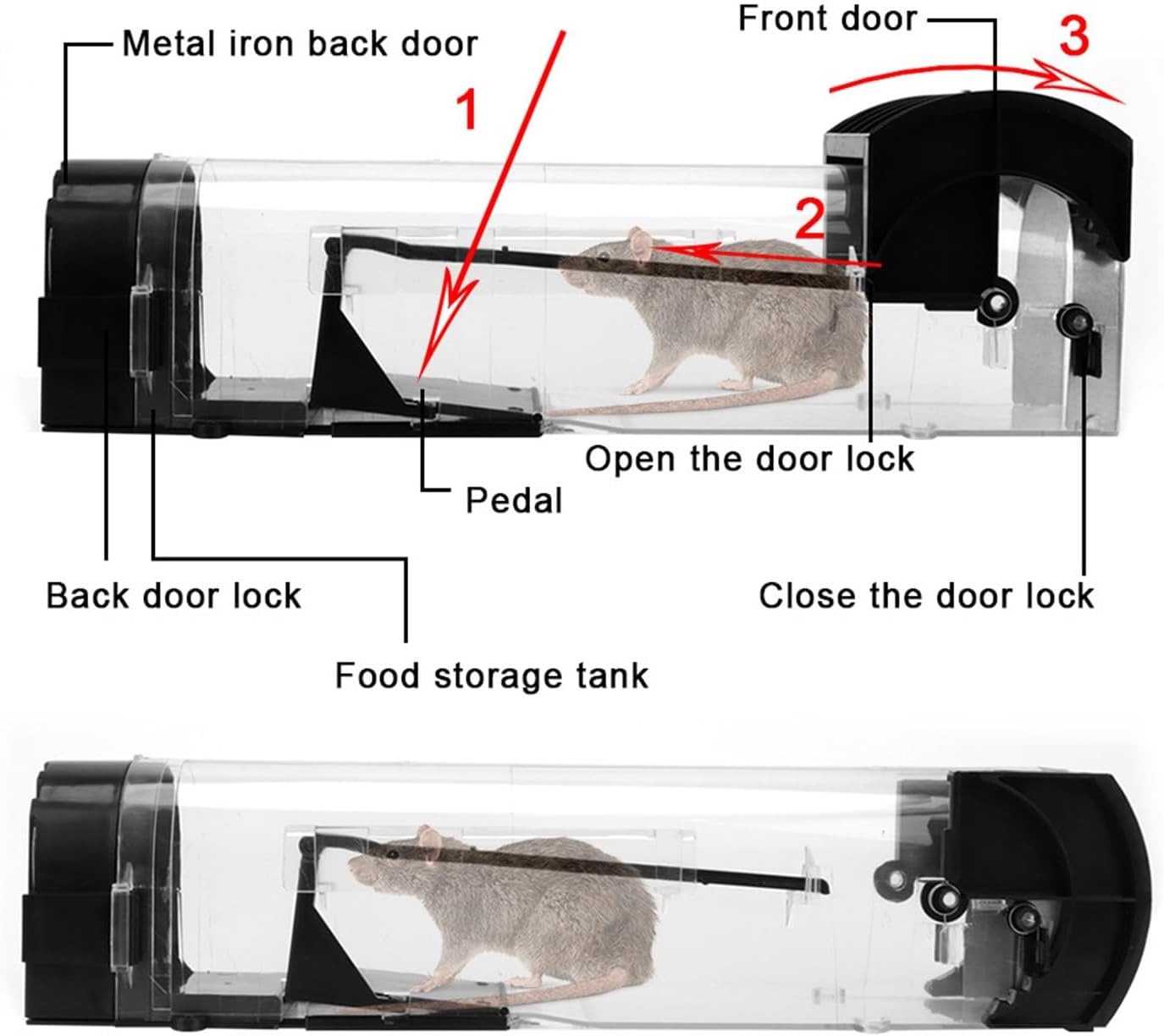 Rat Traps,Automatic Cycle Mouse Trap Safe and Secure Intelligent Self-Locking Mousetrap for Indoor and Outdoor Garden Household Mousetrap