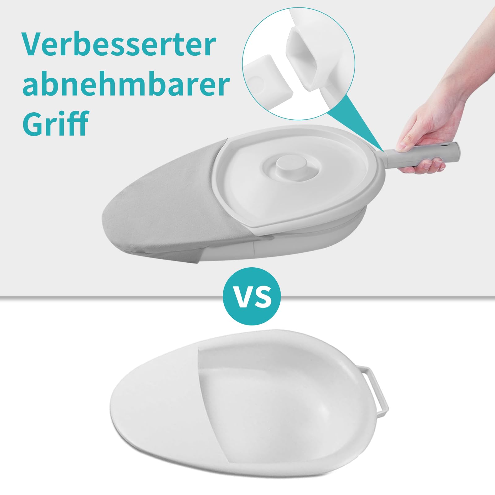 ENLUNTRA Bettpfanne für Erwachsene Fracture Bed Pan with Lid, Easy to use Men and Women Commode for Bedbound, Elderly, Disabled and Handicapped Users（Weiß）