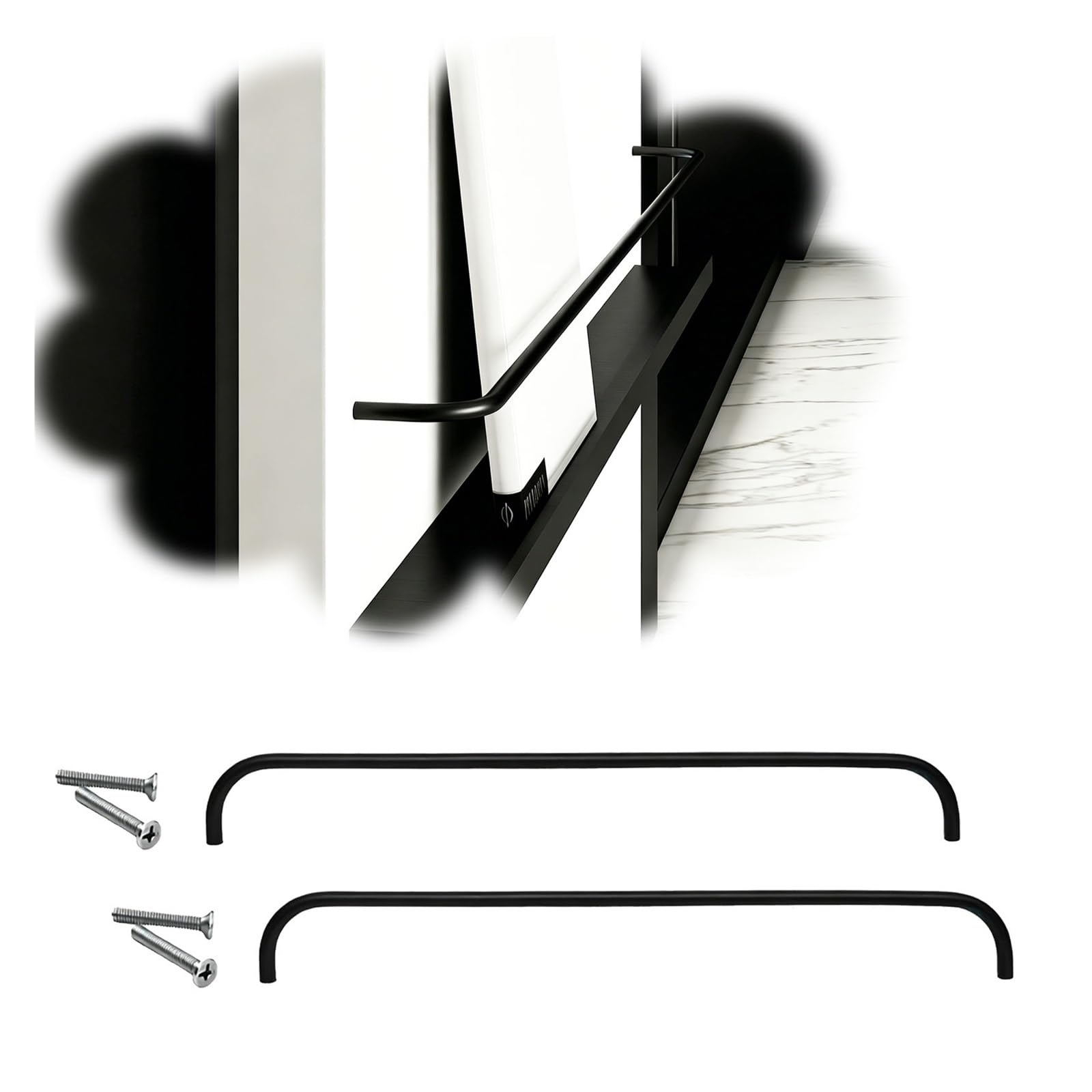 Black Solid Metal Cabinet Item Anti-Drop Guardrail, Modern Minimalist Fence Bar for Homes/Offices/Retail Stores, Art Display Enhancer(3in/8cm,42in/106cm)