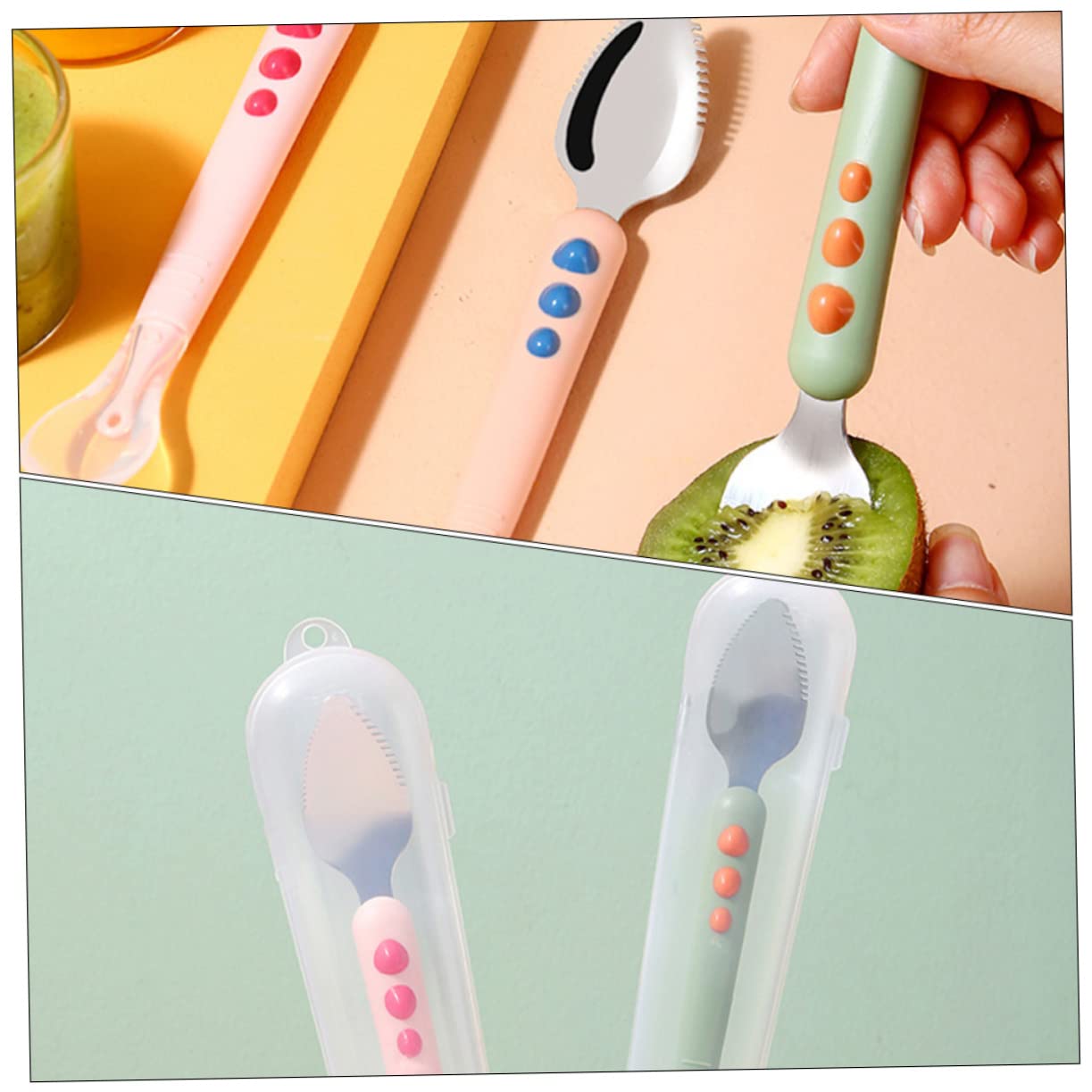 BESPORTBLE Baby Feeding Silicone Spoon Double Head Fruit Puree Spoon Soft Material Dishwasher Safe