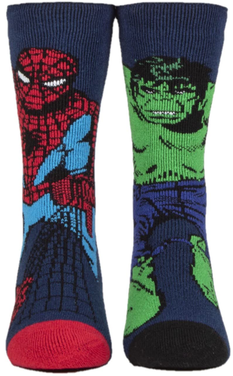 HEAT HOLDERSSOCKSHOP Mens 1.6 TOG Lite Marvel Hulk and Spider-Man Thermal Socks Pack of 1
