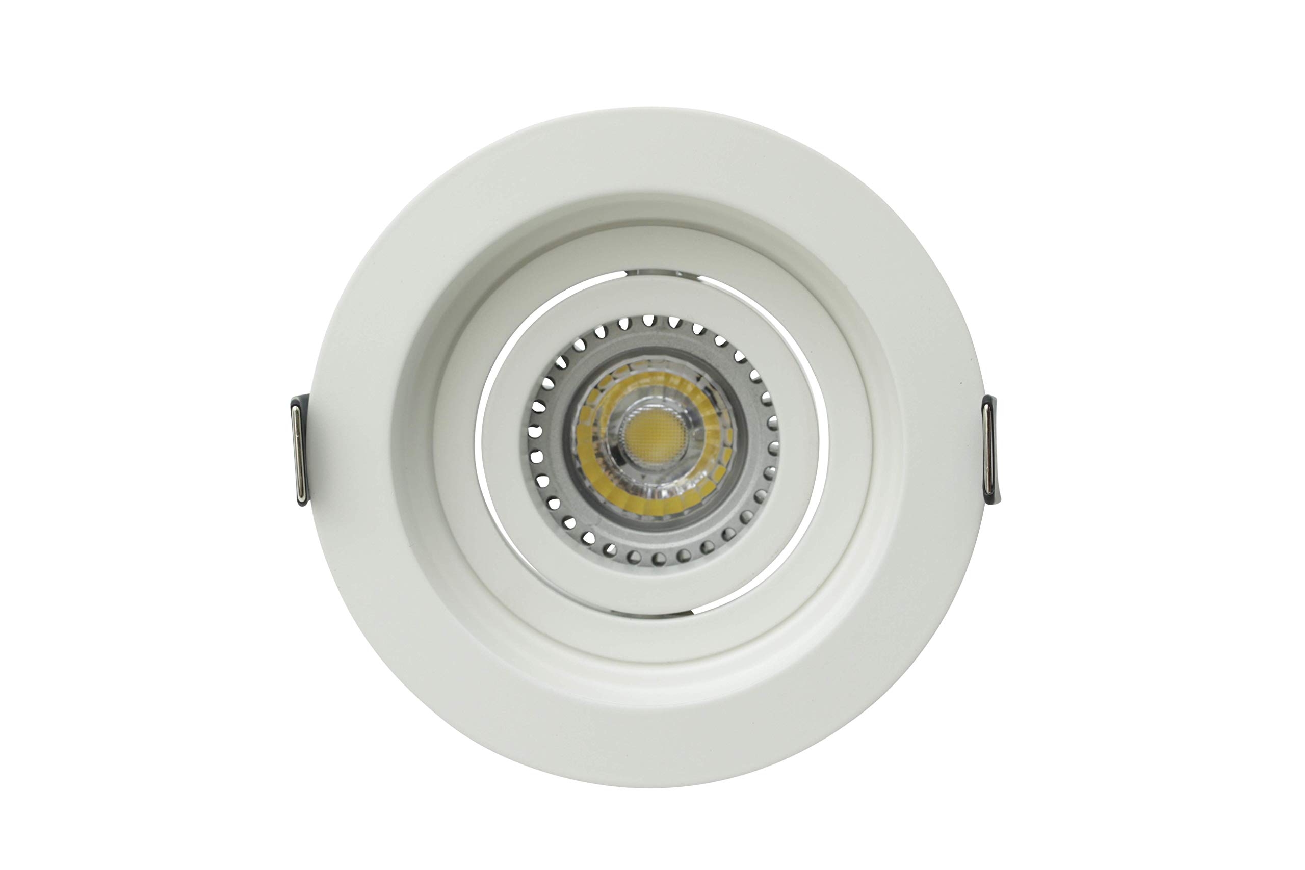 LED Einbaustrahler Downlight Spot GU10 rund ultra flach dimmbar schwenkbar tief versenkt Warmweiß 3000K IP20 230V (Weiß/Weiß, 10er Set) inkl. austauschbarem Leuchtmittel