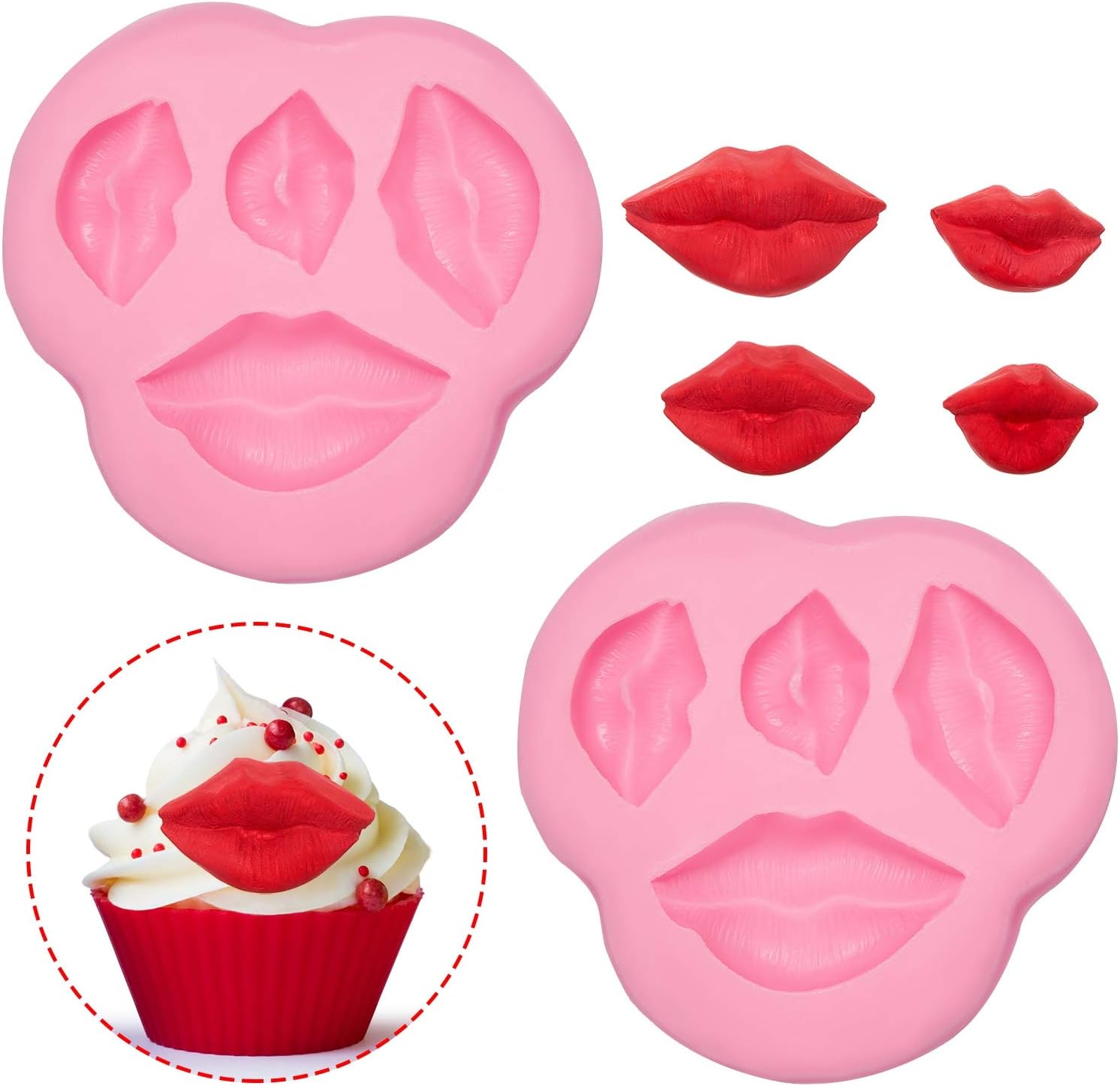Molde de silicona para labios, 2 piezas, para hornear chocolate y fondant