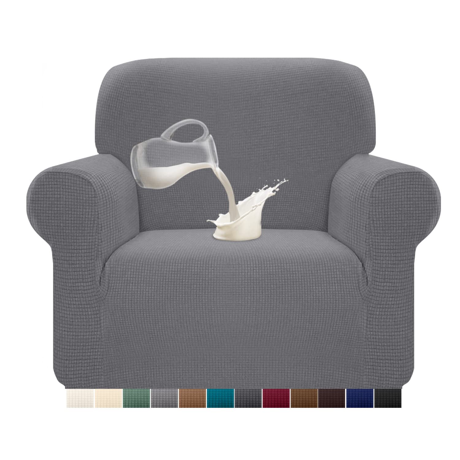 Granbest Copridivano elasticizzato, impermeabile, 1 pezzo, in spandex, jacquard, con gommapiuma antiscivolo (1 posto, grigio chiaro)
