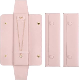 GORGECRAFT 3 Estuche de Viaje para Collares, Organizador de Joyas Sin Enredos, Bolsa de Viaje para Collares, para Bodas, Navidad, San Valentín, Regalos para Damas de Honor, Color Rosa, 22 x 6.1cm
