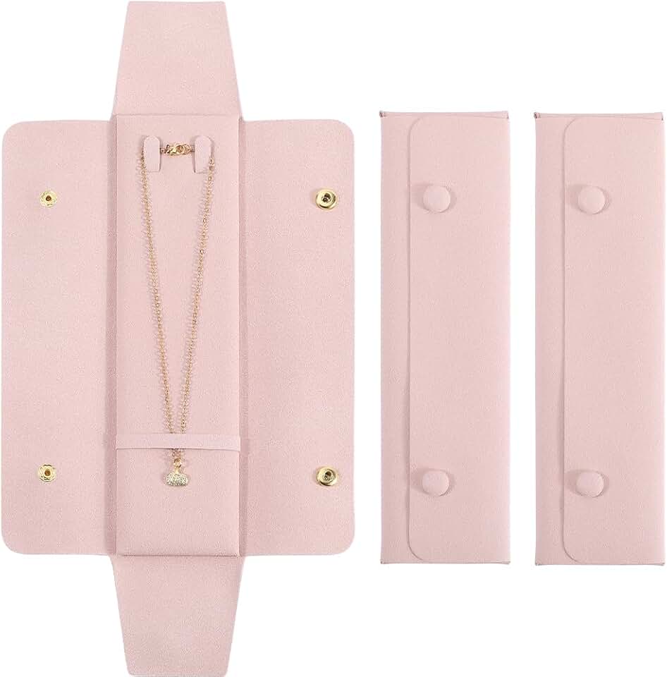 GORGECRAFT 3Pcs Necklace Travel Case Tangle-Free Jewelry Organizer Storage Bag Travel Necklace Pouch for Wedding Christmas Valenti