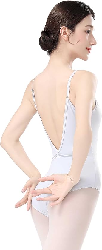 Ballet Leotards for Women, Backless Camisole Bodysuit With Adjustable Straps, Full Lining Dancewear