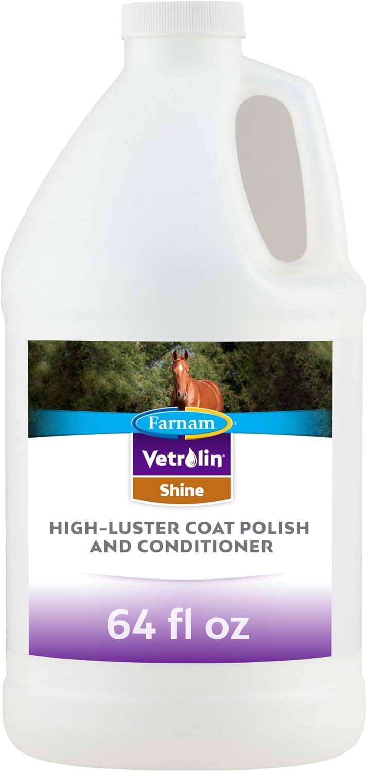 Farnam Vetrolin Shine, High-Luster Coat Polish and Detangler Spray, Ideal for Horses and Dogs, 64 oz.