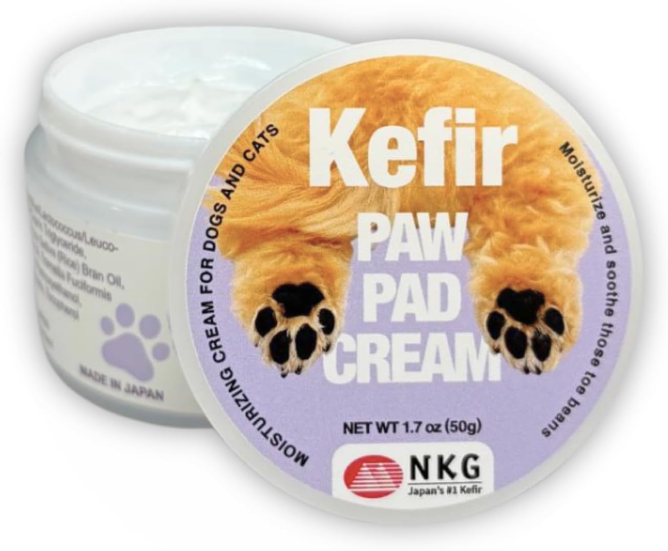 NKG Kefir Paw Pad Cream - Dog & Cat Paw Soothing Cream - Natural Kefir Probiotic Based Care for Deep Moitsure and Soothing Relief - 1 Jar(50g)