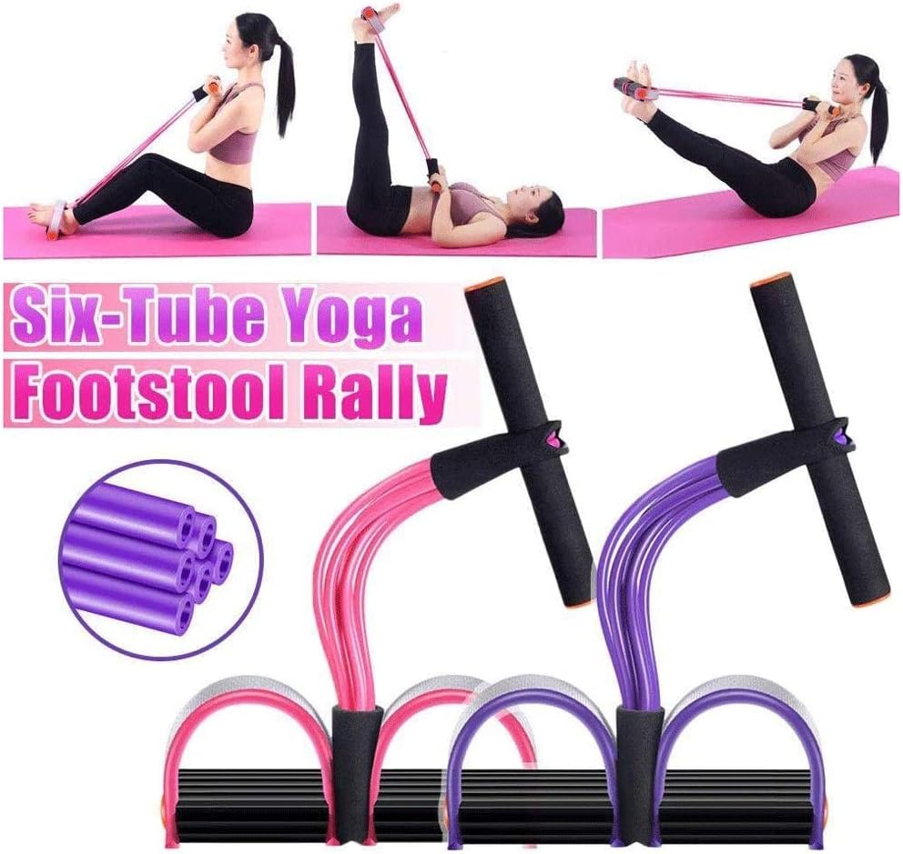 Foot Pedal Elastic Pull Rope ， Multifunction Tension with Handle Fitness Equipment for Abdomen Waist Arm Leg Stretching Slimming Training